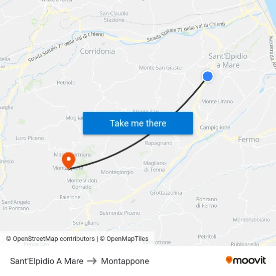 Sant'Elpidio a Mare to Montappone map