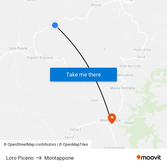 Loro Piceno to Montappone map