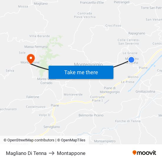 Magliano Di Tenna to Montappone map