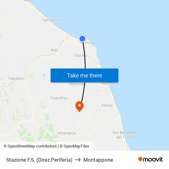 Stazione F.S. (Direz.Periferia) to Montappone map