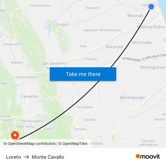 Loreto to Monte Cavallo map