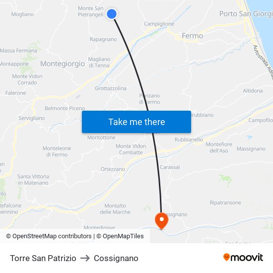 Torre San Patrizio to Cossignano map