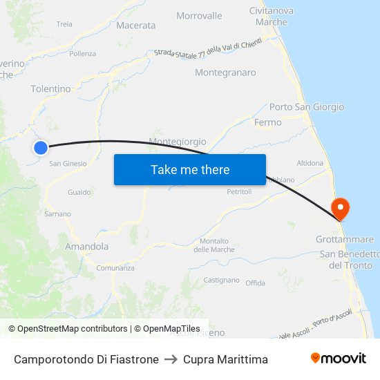 Camporotondo Di Fiastrone to Cupra Marittima map