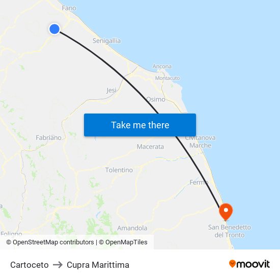 Cartoceto to Cupra Marittima map