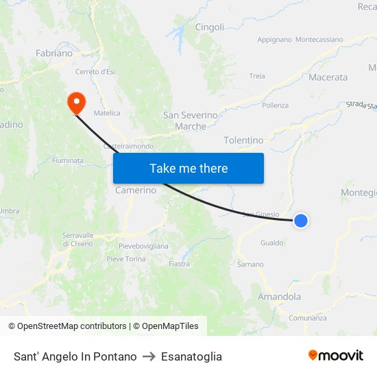 Sant' Angelo In Pontano to Esanatoglia map