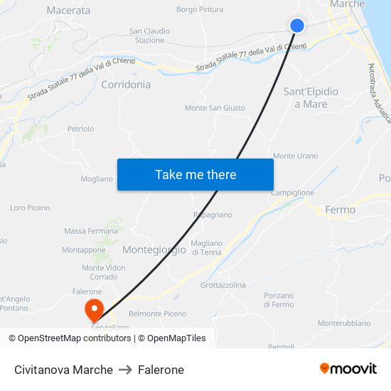 Civitanova Marche to Falerone map