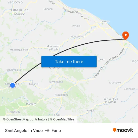 Sant'Angelo In Vado to Fano map