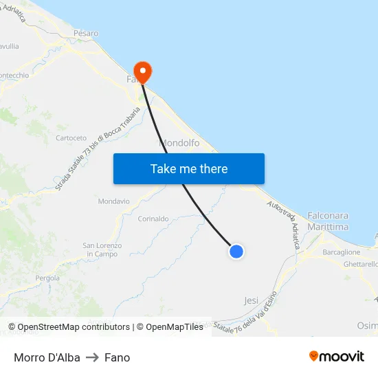 Morro D'Alba to Fano map