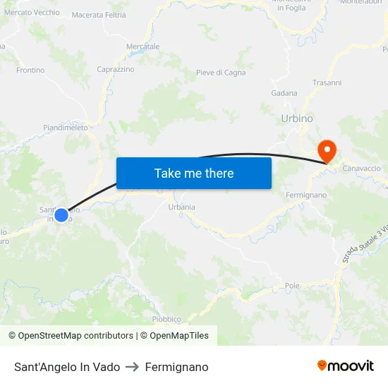 Sant'Angelo In Vado to Fermignano map