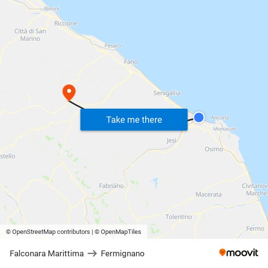 Falconara Marittima to Fermignano map