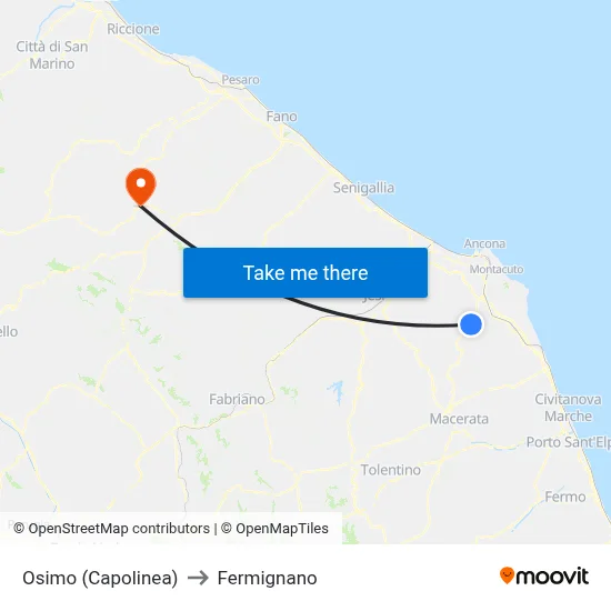 Osimo (Terminal) to Fermignano map