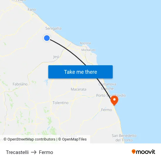 Trecastelli to Fermo map