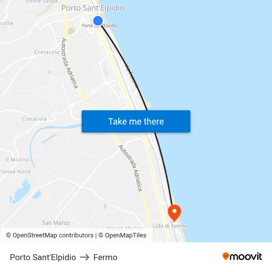 Porto Sant'Elpidio to Fermo map