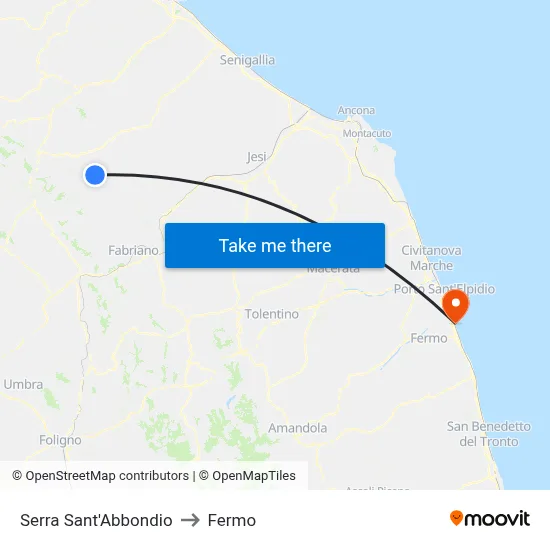 Serra Sant'Abbondio to Fermo map