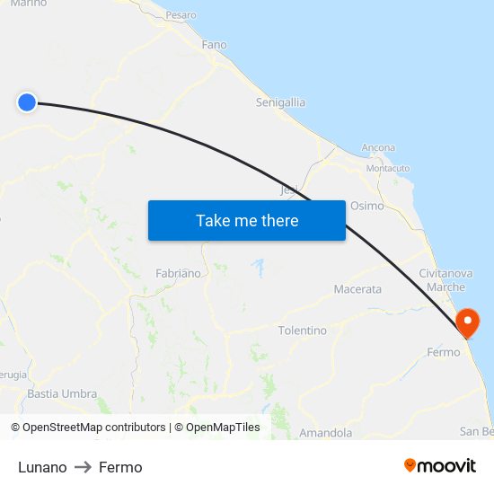 Lunano to Fermo map
