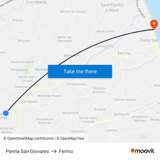 Penna San Giovanni to Fermo map