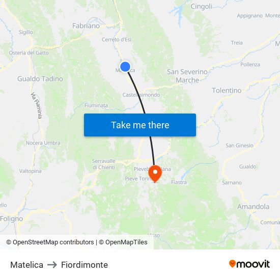 Matelica to Fiordimonte map