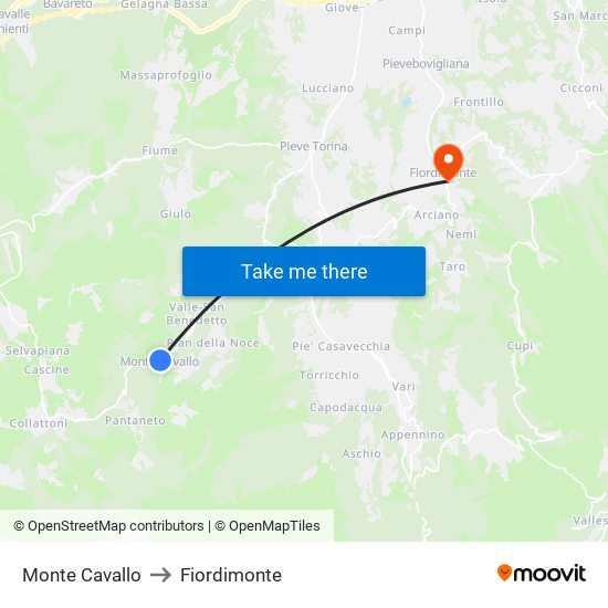 Monte Cavallo to Fiordimonte map