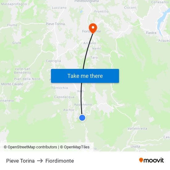 Pieve Torina to Fiordimonte map