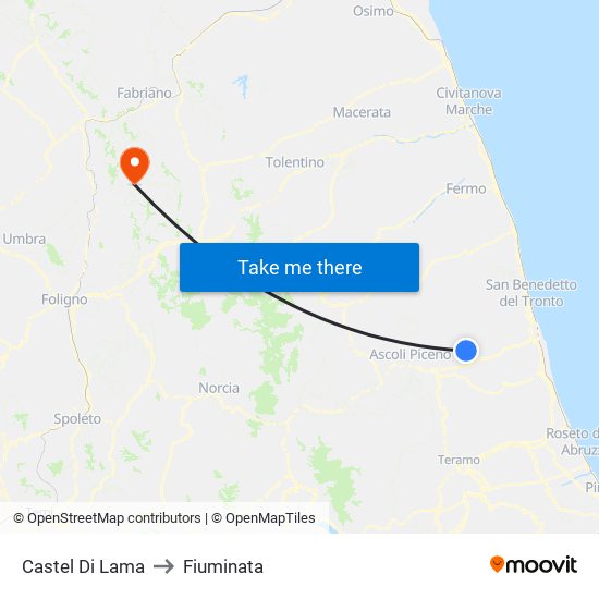 Castel Di Lama to Fiuminata map