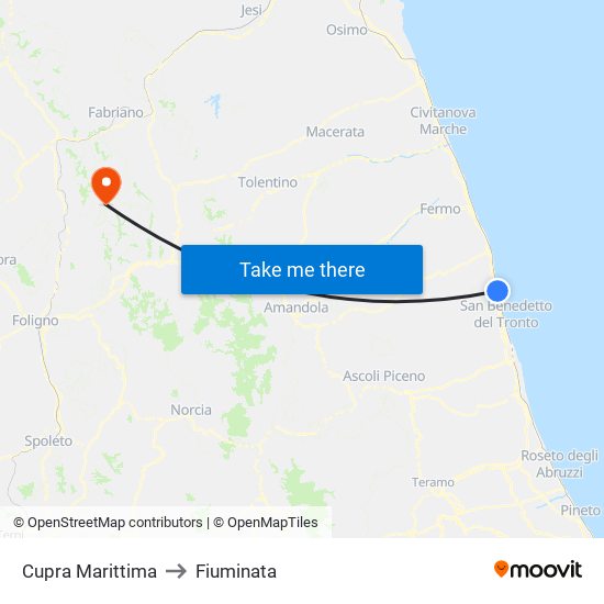 Cupra Marittima to Fiuminata map