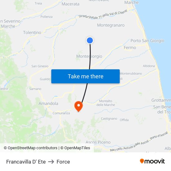 Francavilla D' Ete to Force map