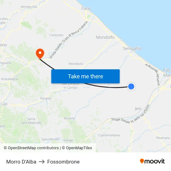 Morro D'Alba to Fossombrone map