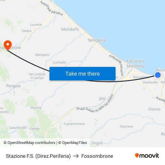 Stazione F.S. (Direz.Periferia) to Fossombrone map