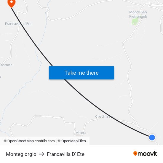 Montegiorgio to Francavilla D' Ete map