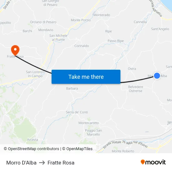 Morro D'Alba to Fratte Rosa map