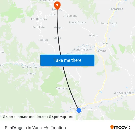 Sant'Angelo In Vado to Frontino map