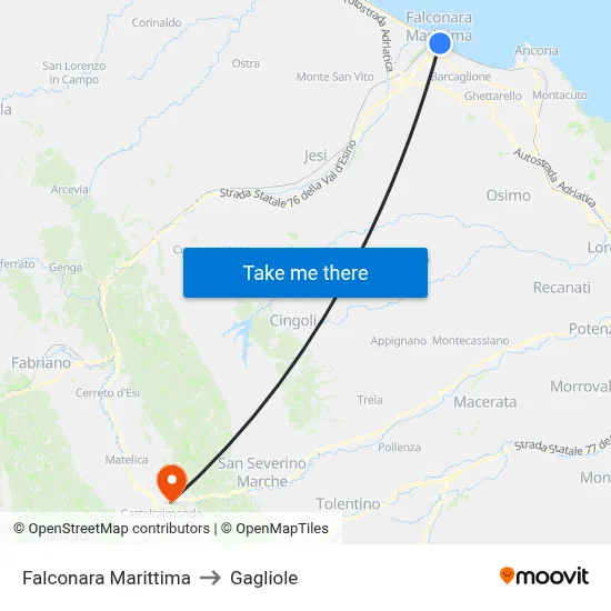 Falconara Marittima to Gagliole map