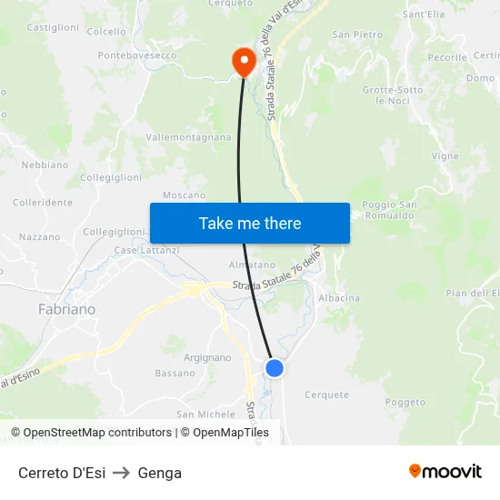 Cerreto D'Esi to Genga map