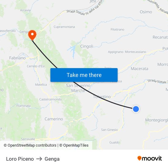 Loro Piceno to Genga map