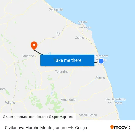 Civitanova Marche-Montegranaro to Genga map