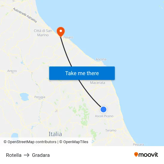 Rotella to Gradara map