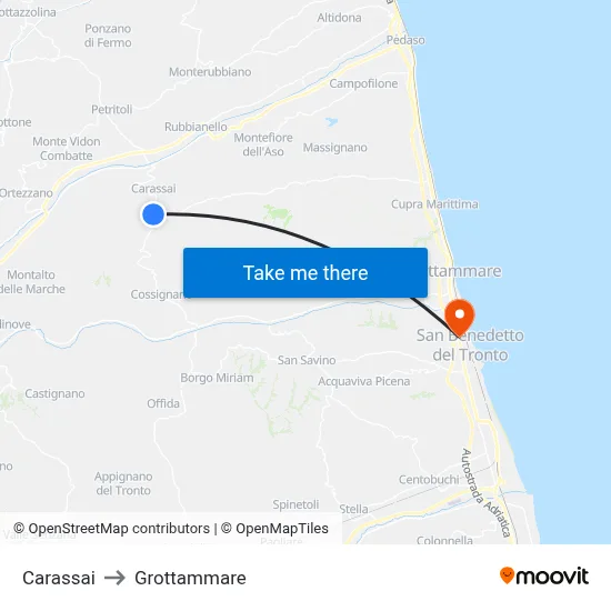 Carassai to Grottammare map