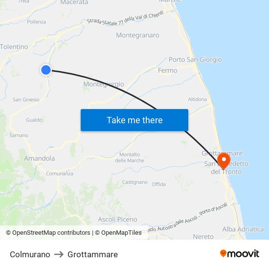 Colmurano to Grottammare map
