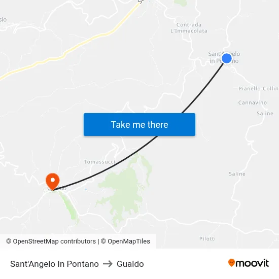 Sant'Angelo In Pontano to Gualdo map