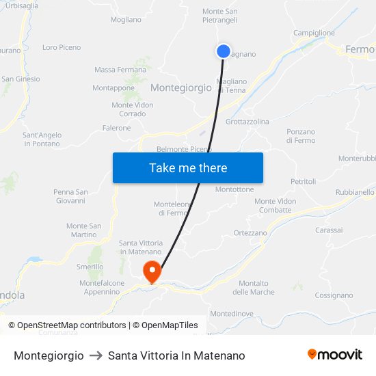 Montegiorgio to Santa Vittoria In Matenano map