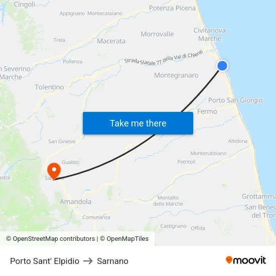 Porto Sant'Elpidio to Sarnano map