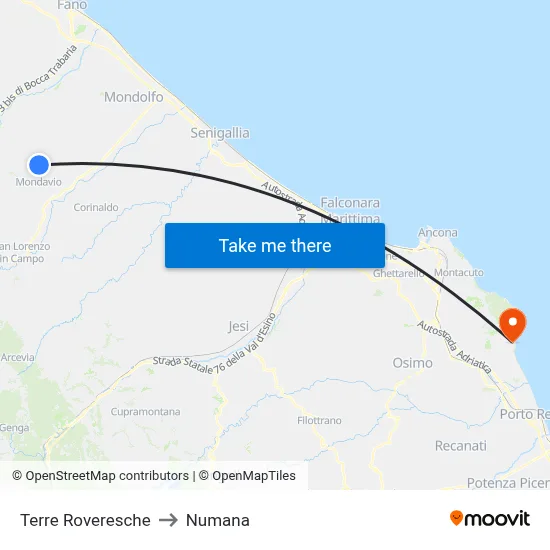 Terre Roveresche to Numana map