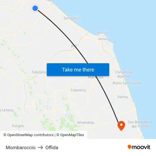 Mombaroccio to Offida map