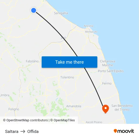 Saltara to Offida map