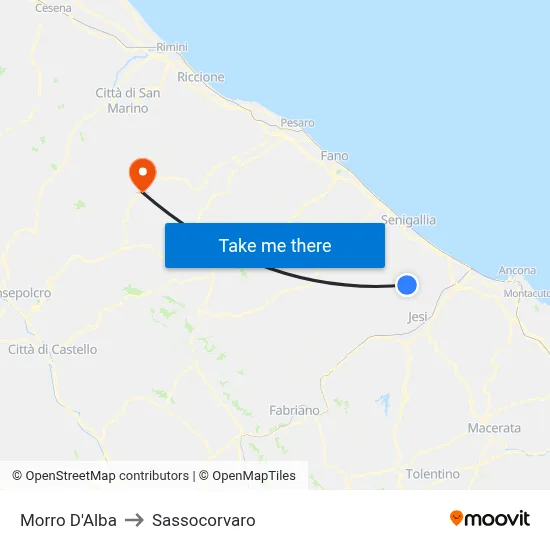 Morro D'Alba to Sassocorvaro map