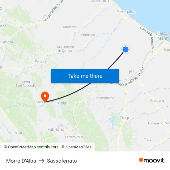 Morro D'Alba to Sassoferrato map