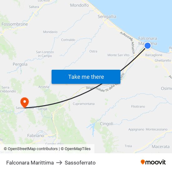 Falconara Marittima to Sassoferrato map