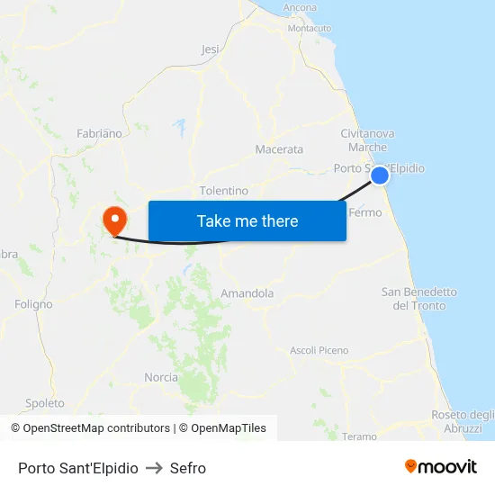 Porto Sant'Elpidio to Sefro map