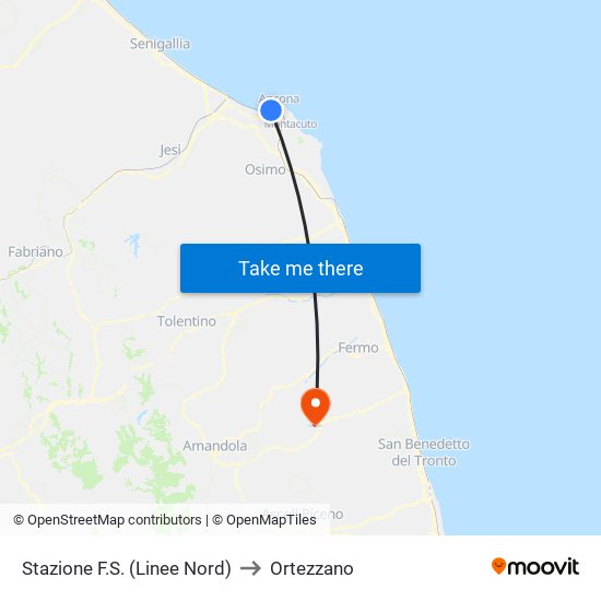 Stazione F.S. (Linee Nord) to Ortezzano map