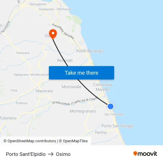 Porto Sant'Elpidio to Osimo map